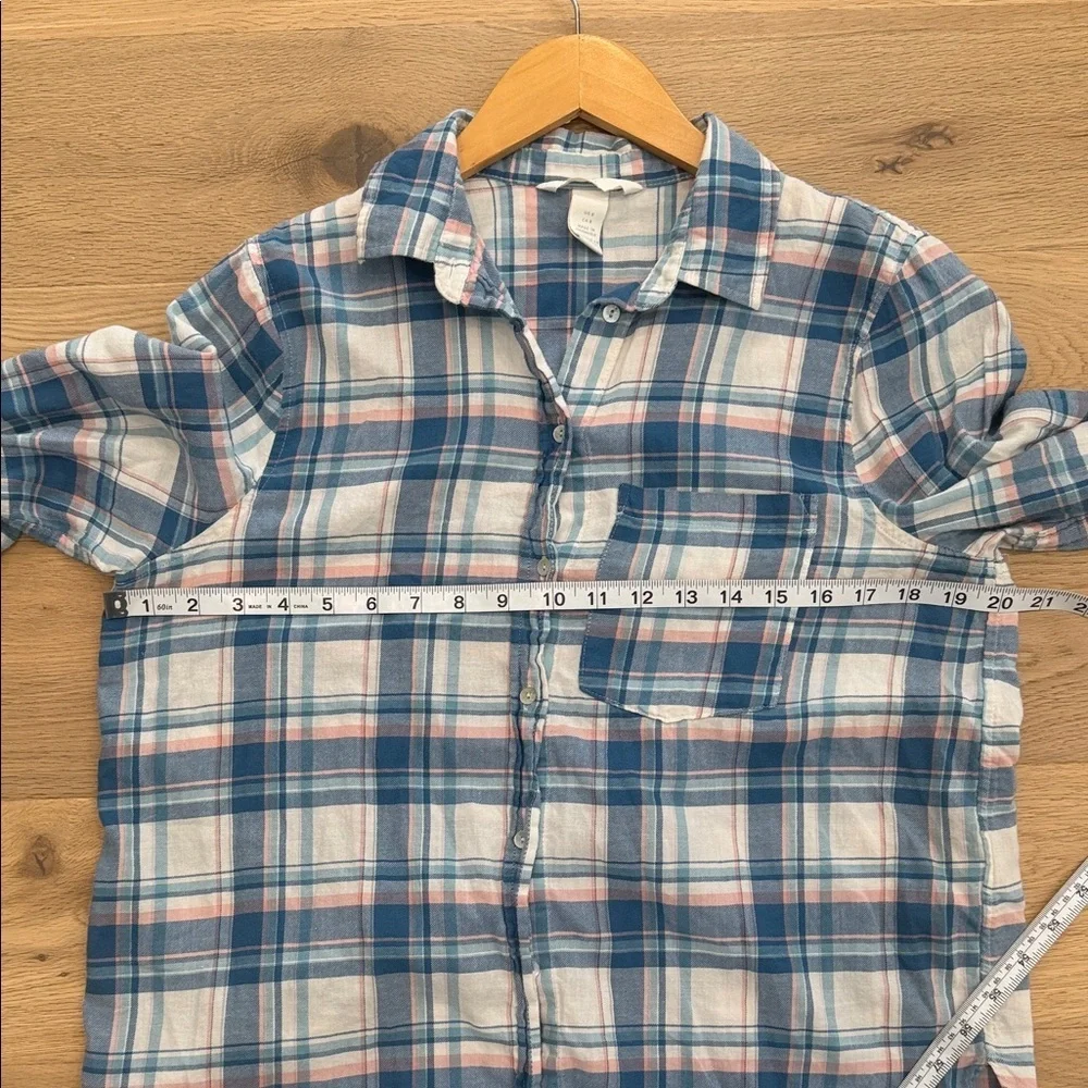 H&M Women’s Blue & Pink Plaid Button-Down Shirt – Size 8 - Picture 4 of 8